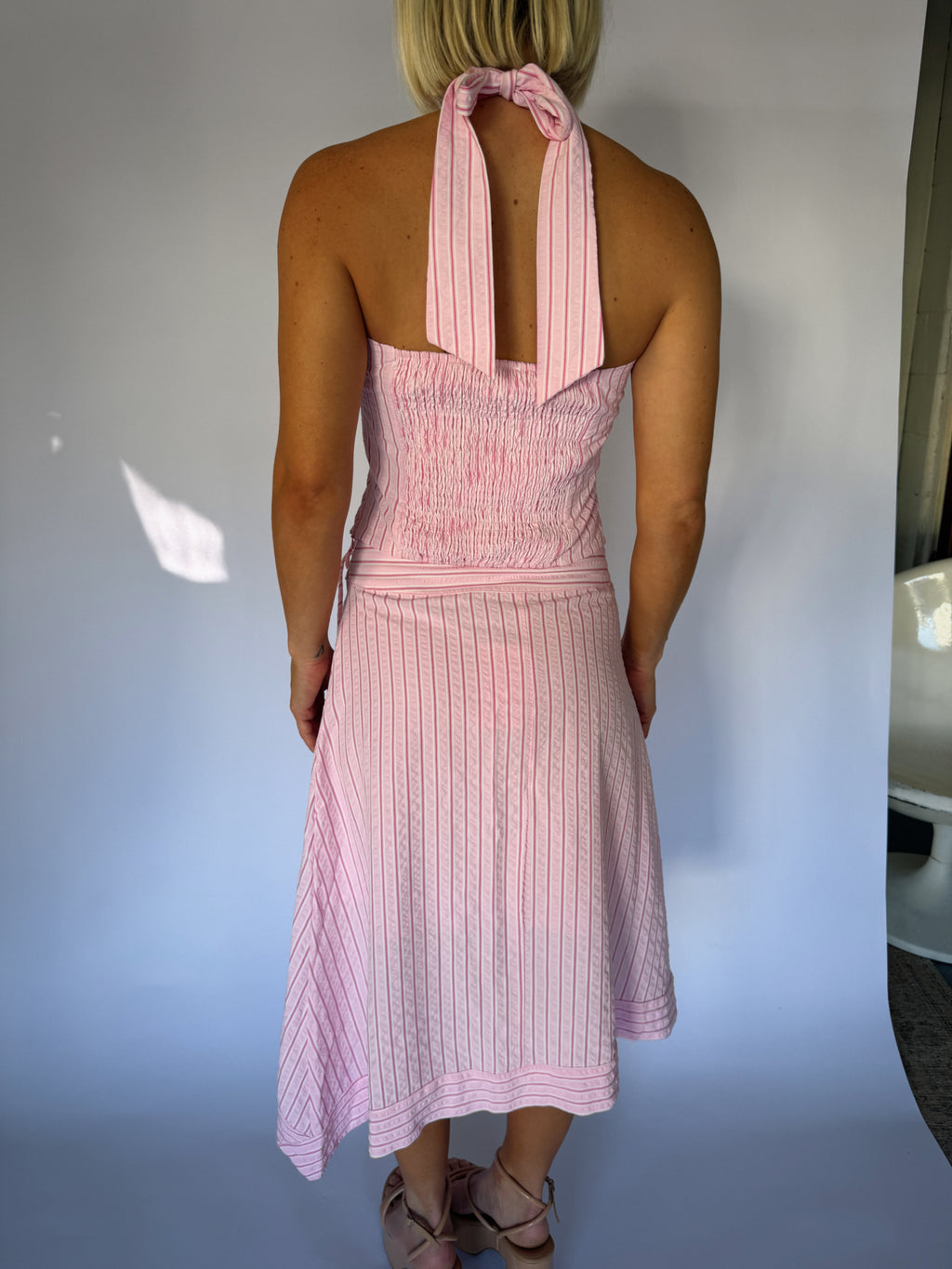 Belle Striped Midi Skirt Set - Pink