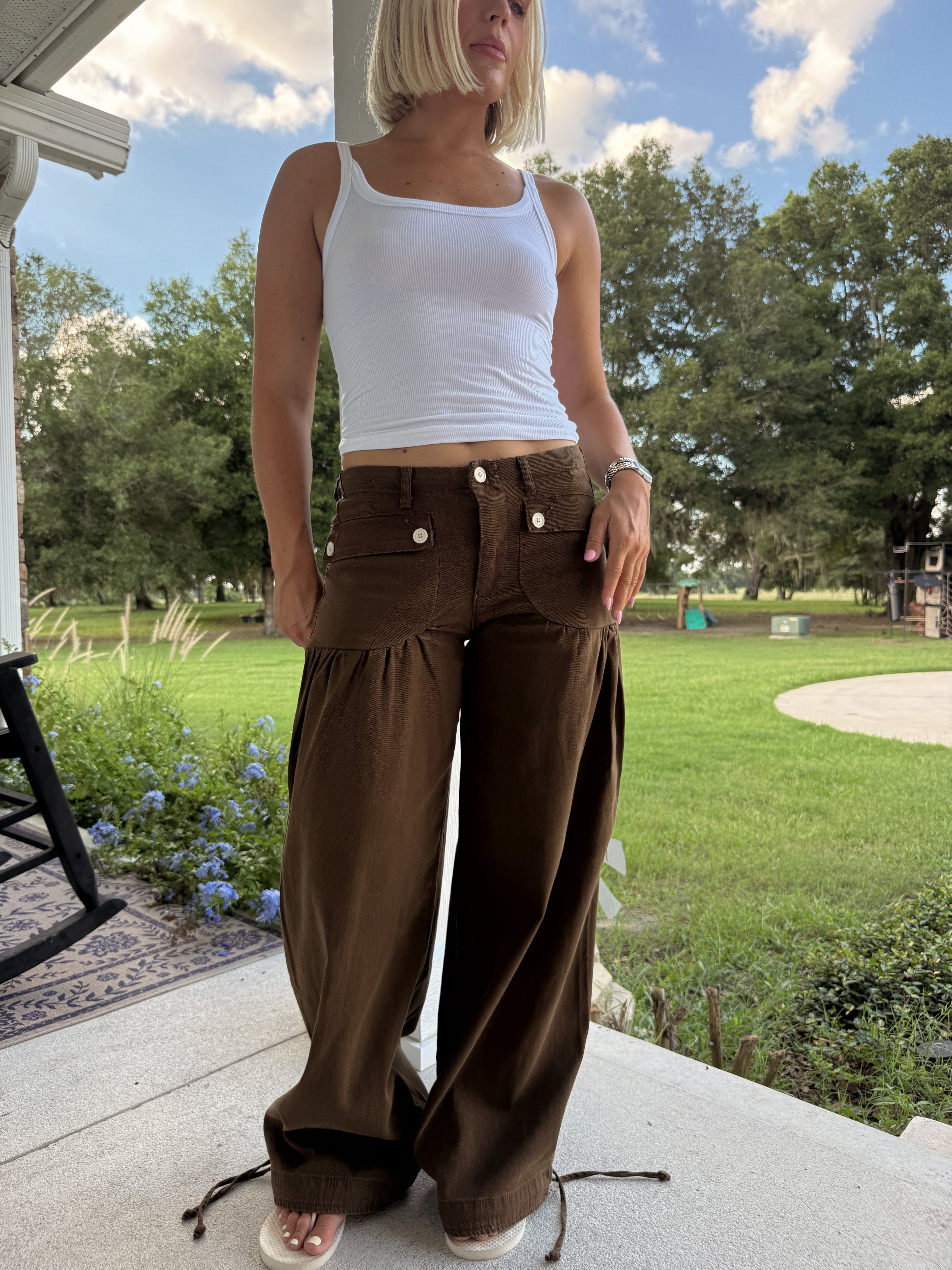 Marigold Wide Leg Jeans - Brown