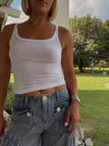 Savvy Basic Ribbed Tank - White