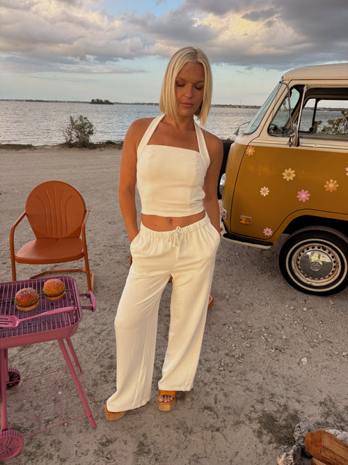 Carson Halter Pant Set - Cream