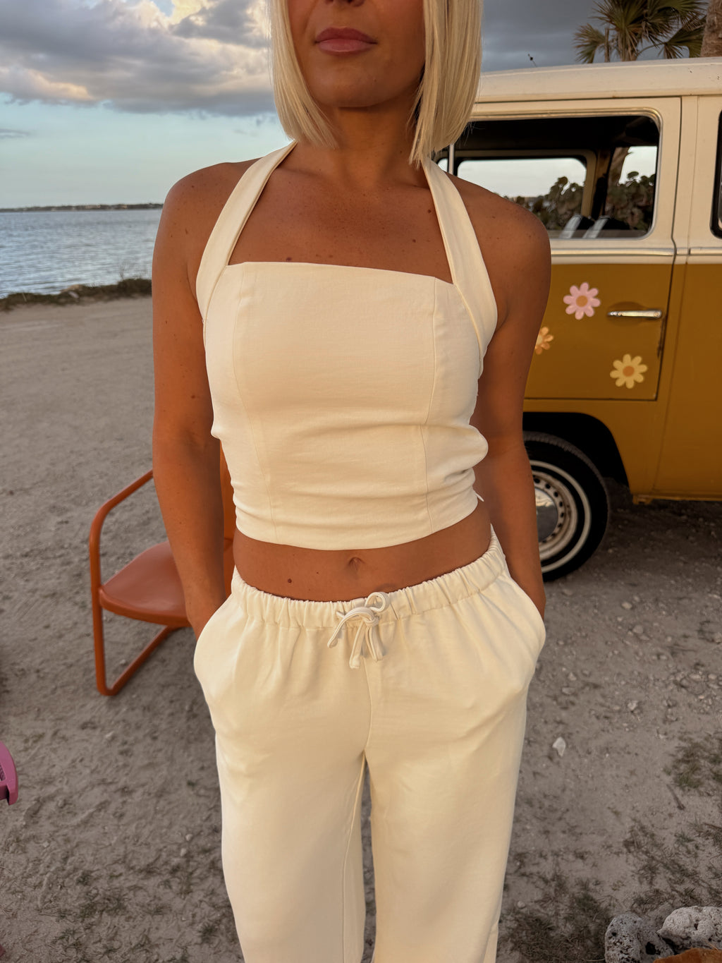 Carson Halter Pant Set - Cream