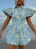 Charlotte Bubble Dress - Blue Floral