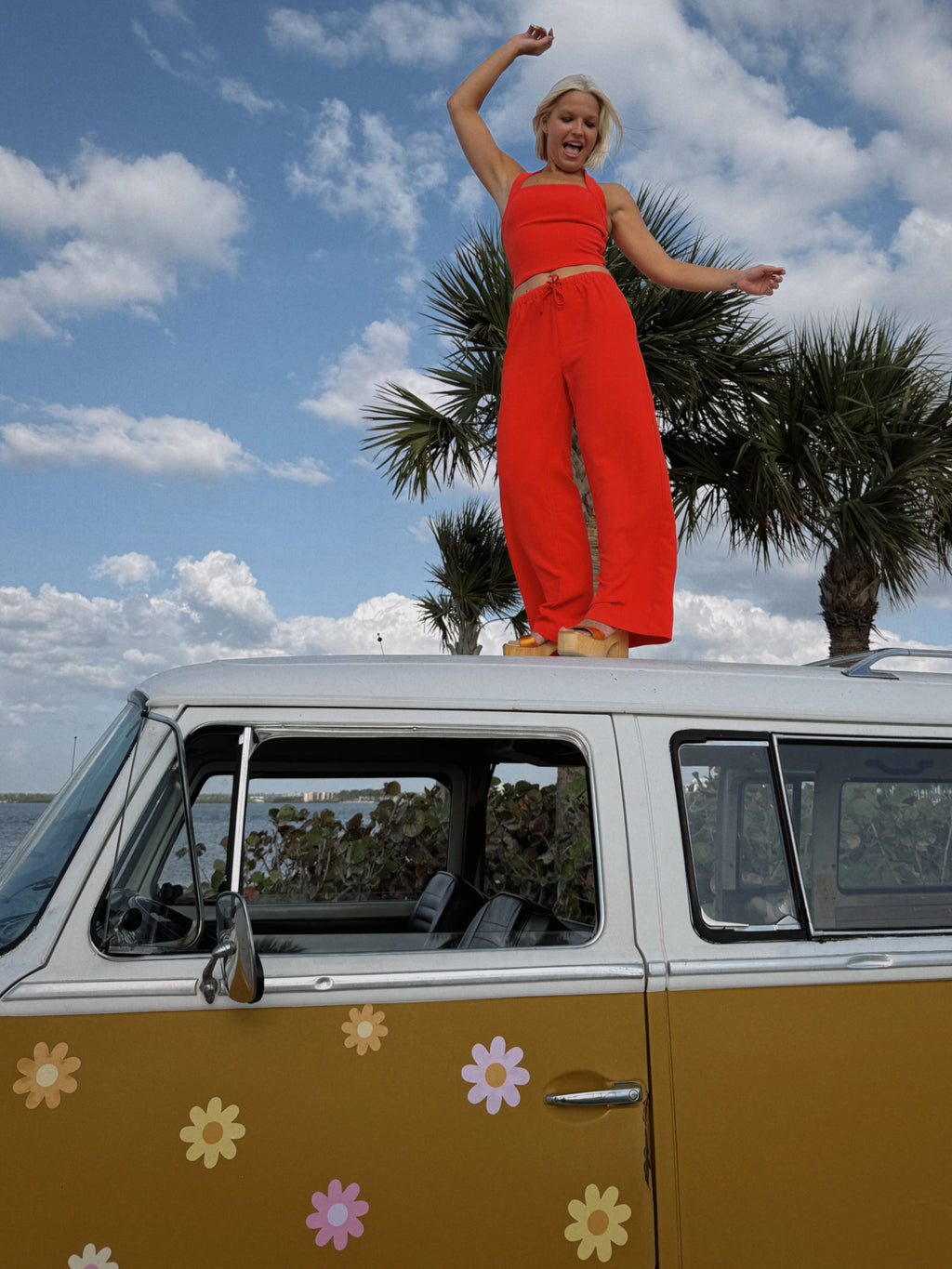 Carson Halter Pant Set - Orange Red