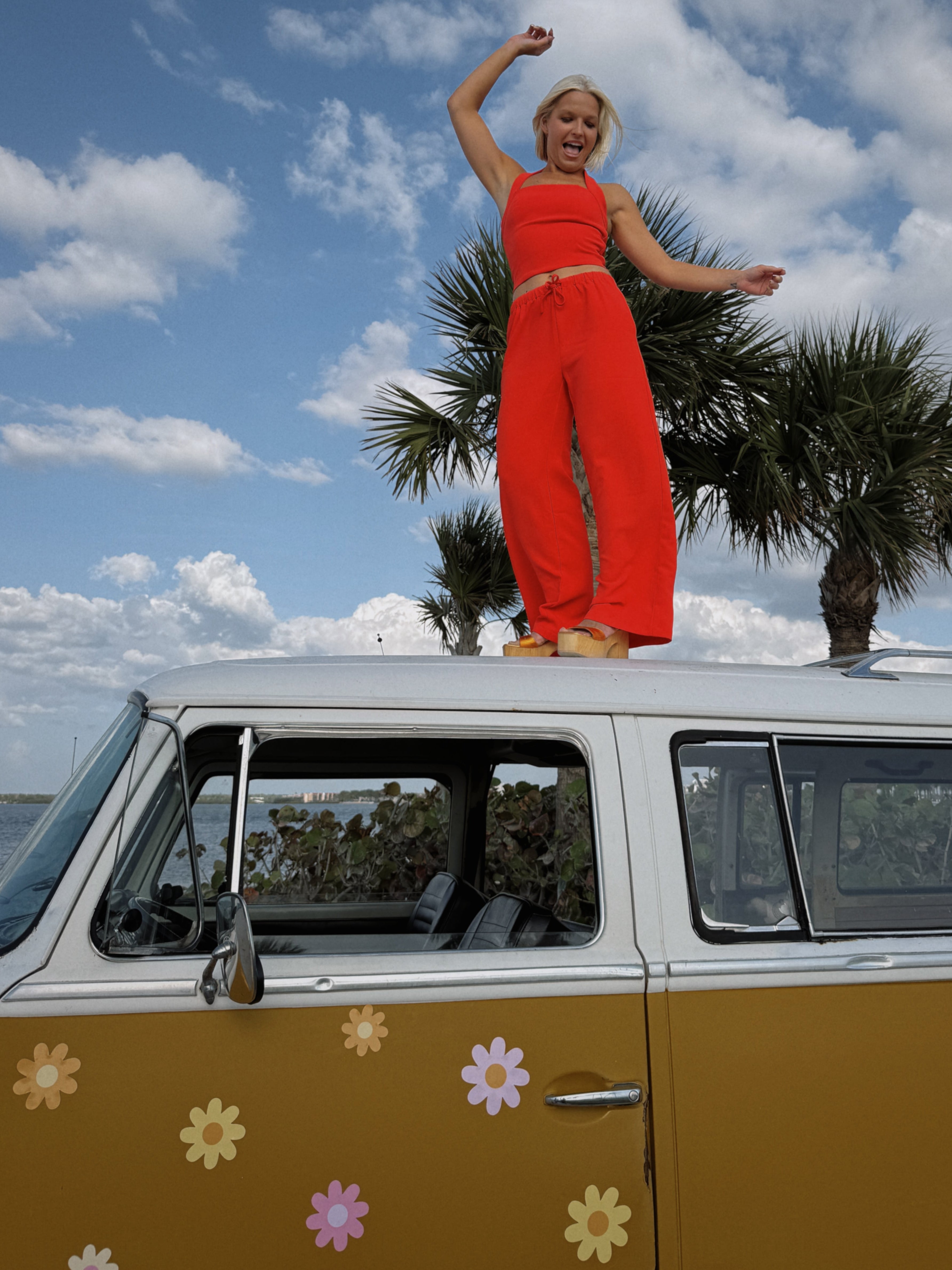 Carson Halter Pant Set - Orange Red