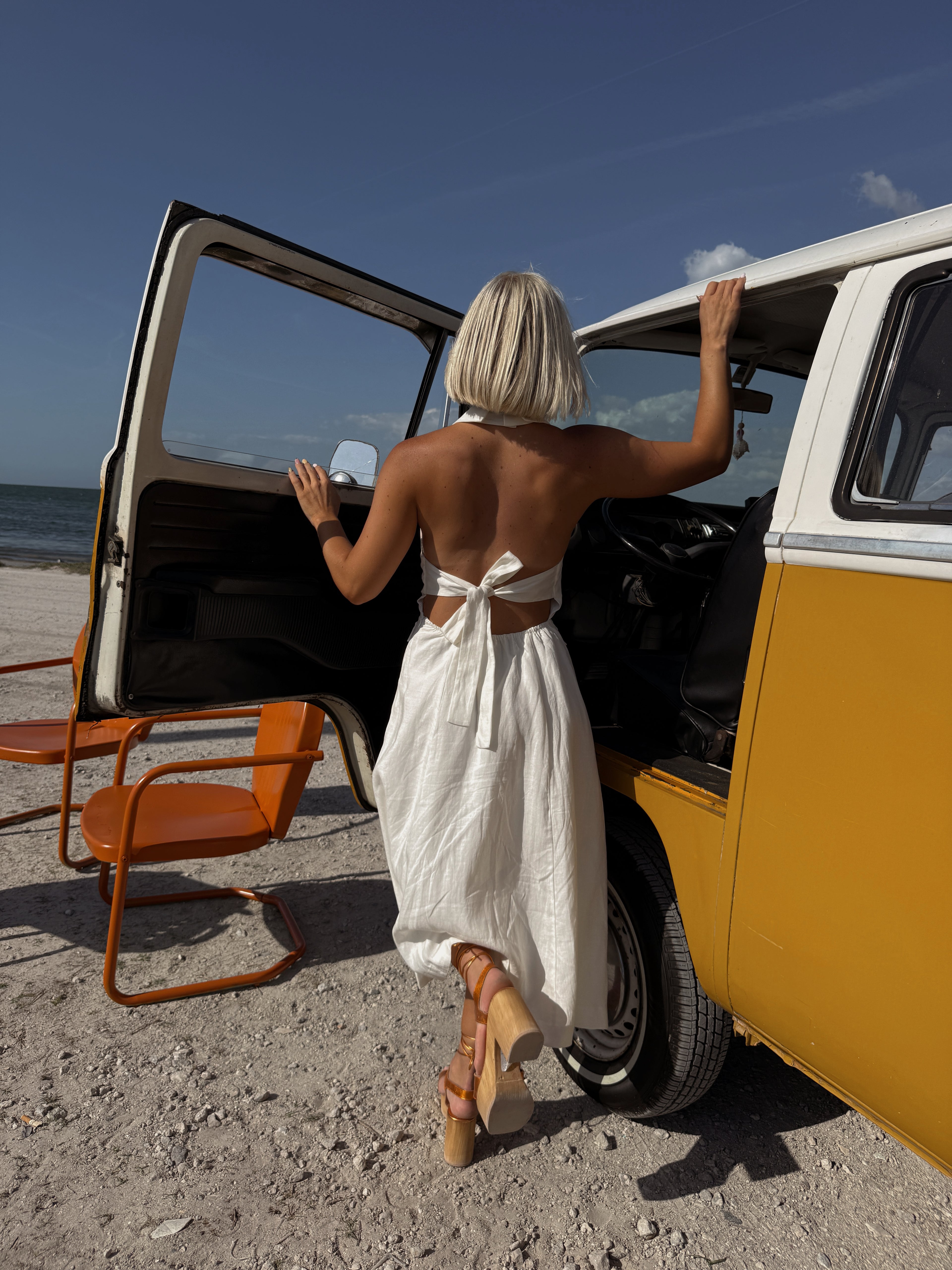 Matilda Halter Button Dress - Cream