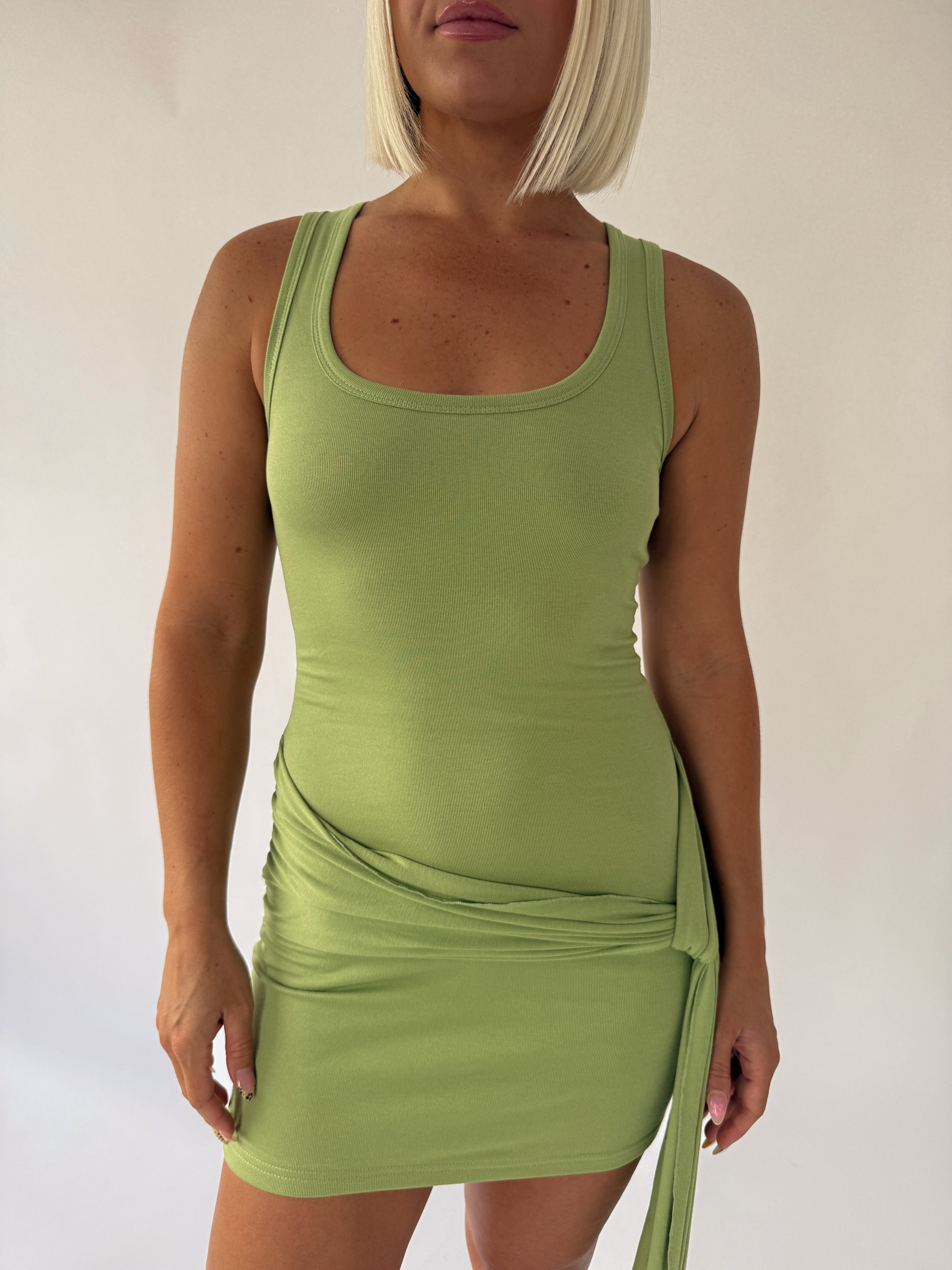 Felix Tie Front Mini Dress - Palm