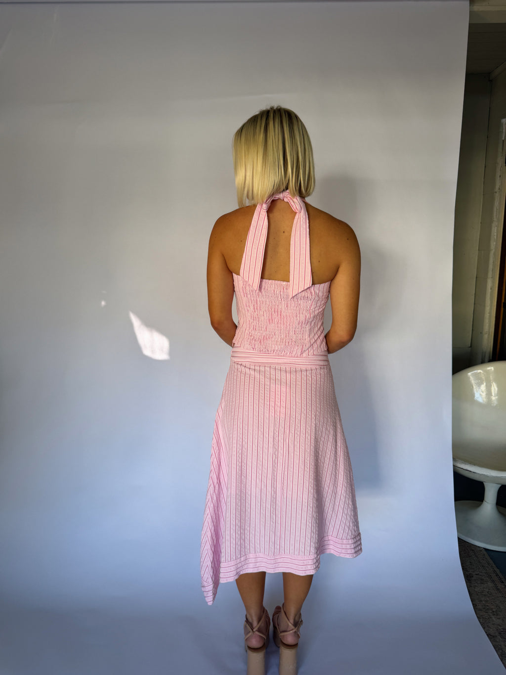 Belle Striped Midi Skirt Set - Pink