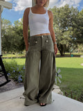 Marigold Wide Leg Jeans - Army Green