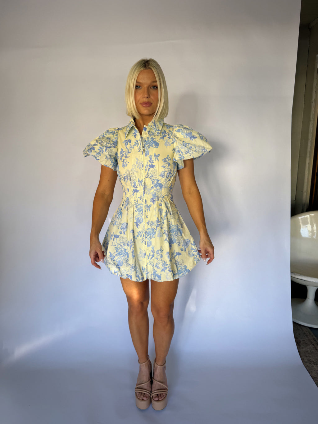 Charlotte Bubble Dress - Blue Floral