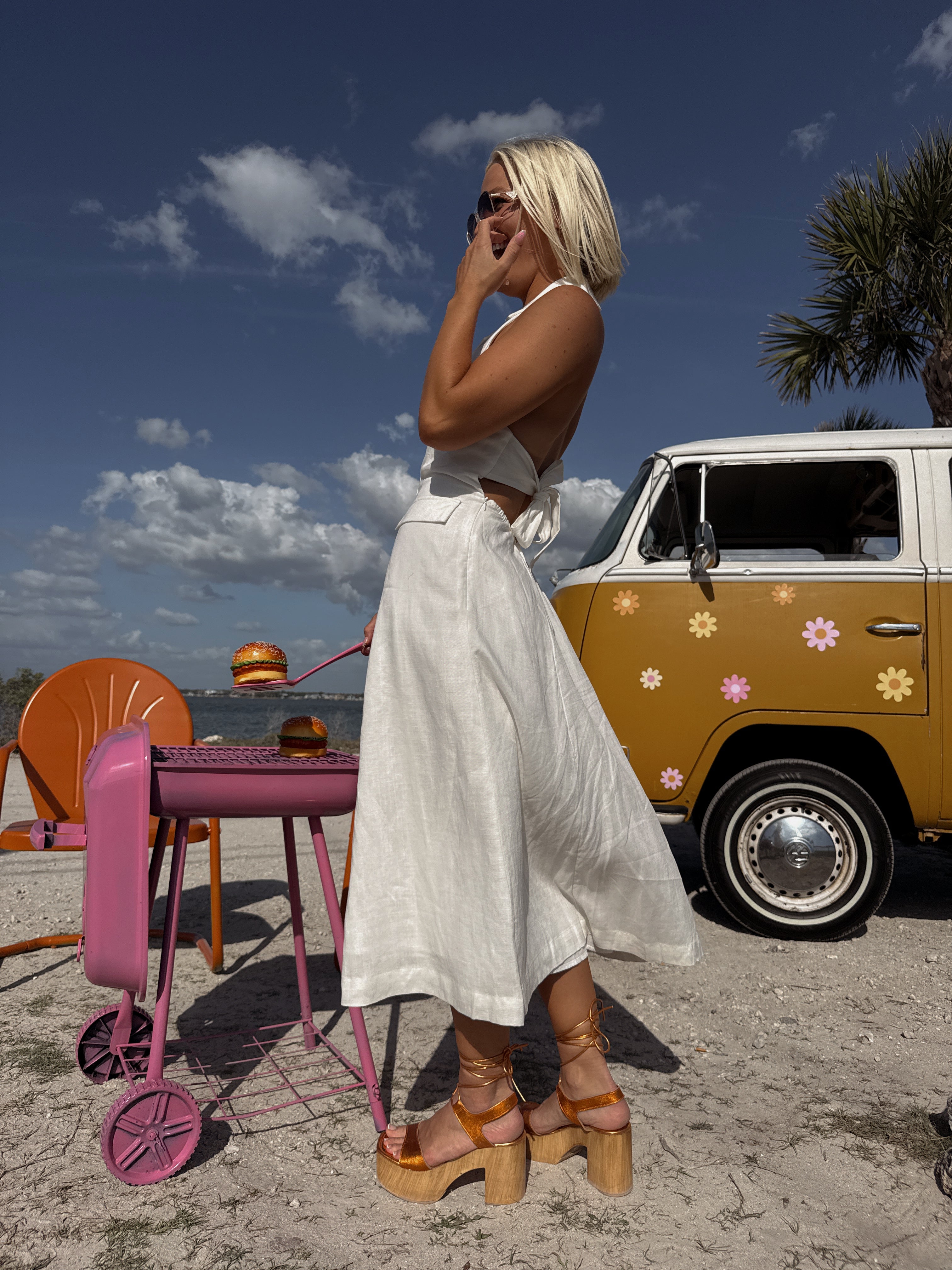 Matilda Halter Button Dress - Cream