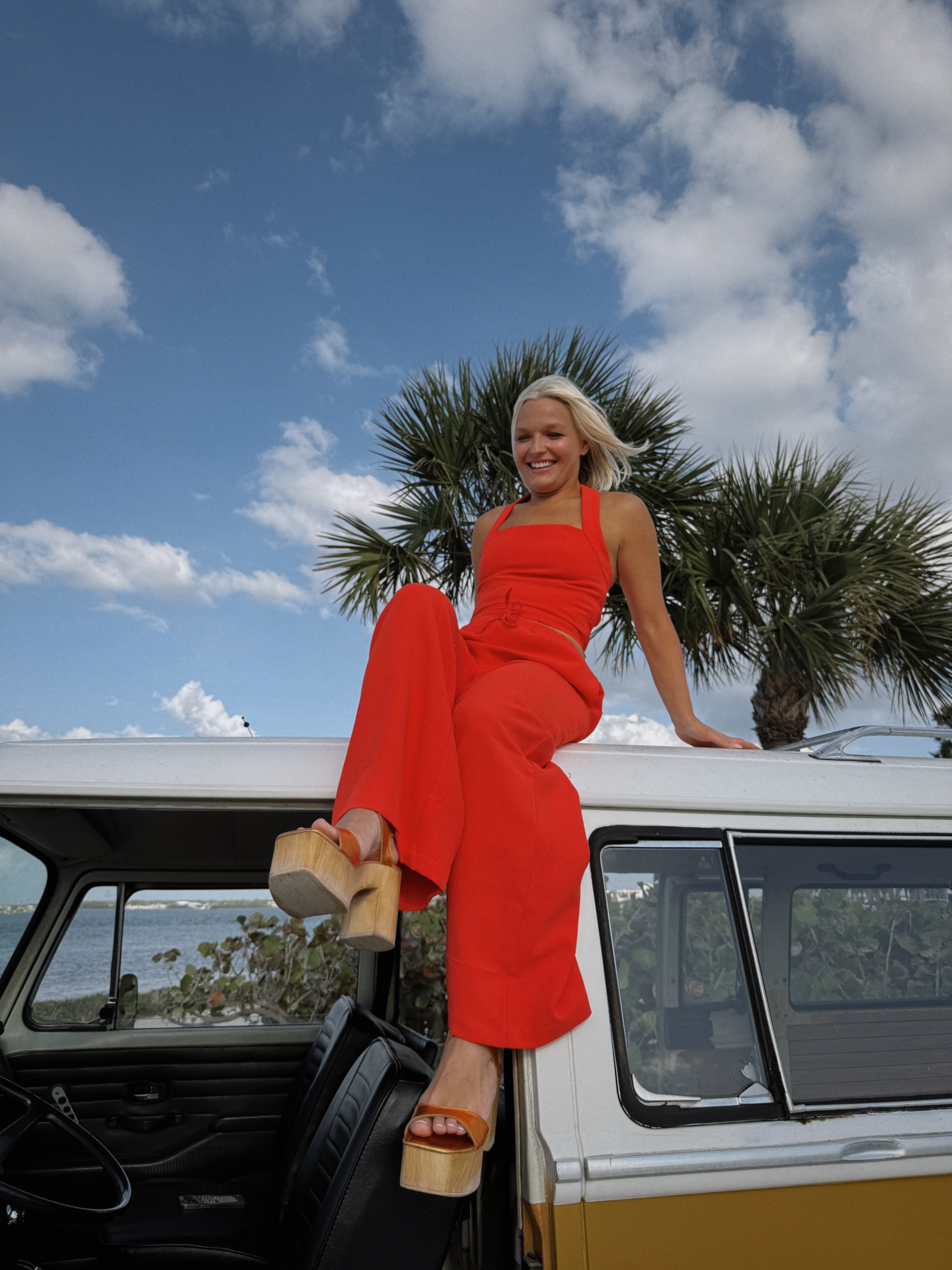 Carson Halter Pant Set - Orange Red