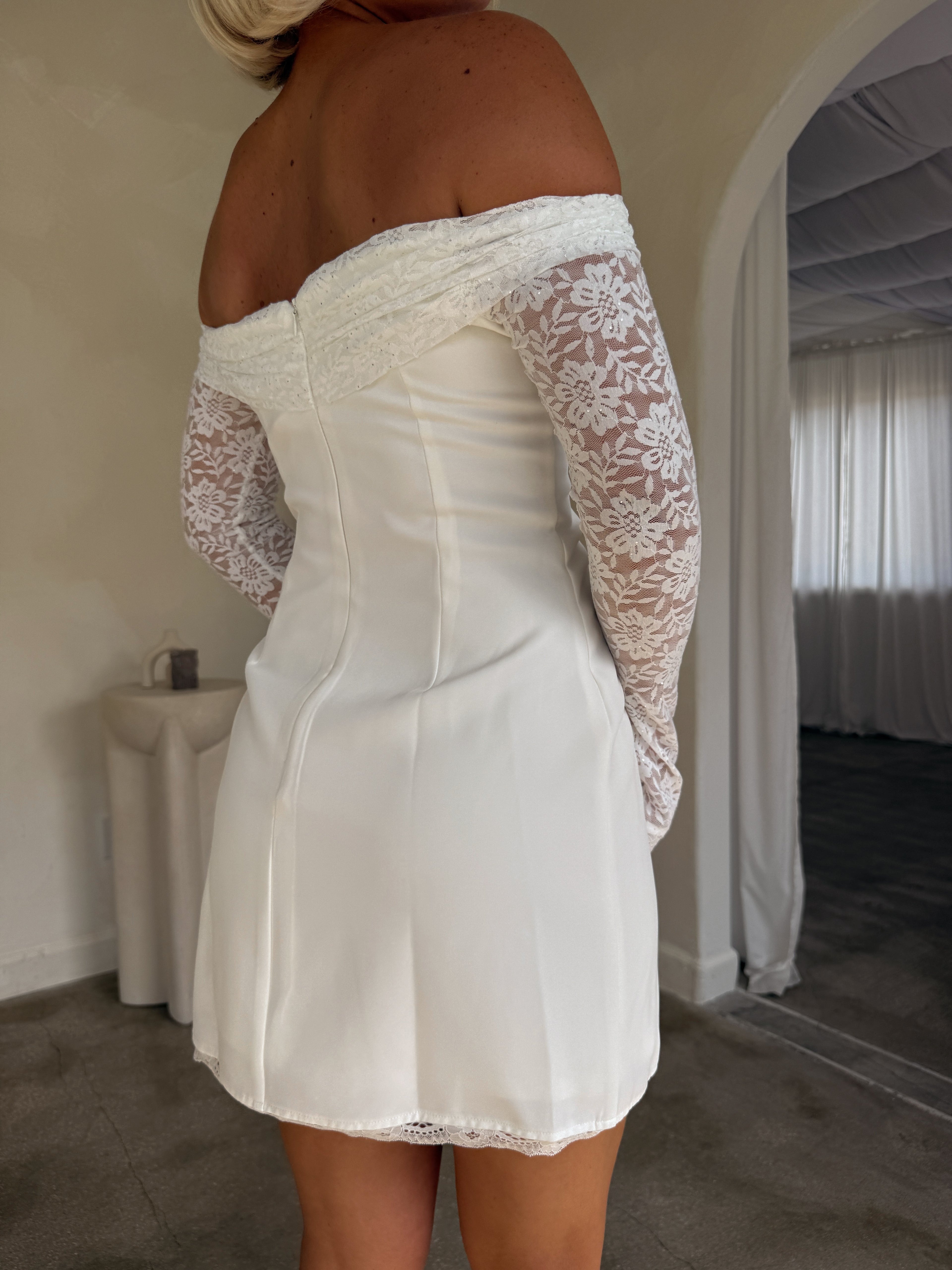 Leona Lace Mini Dress - White