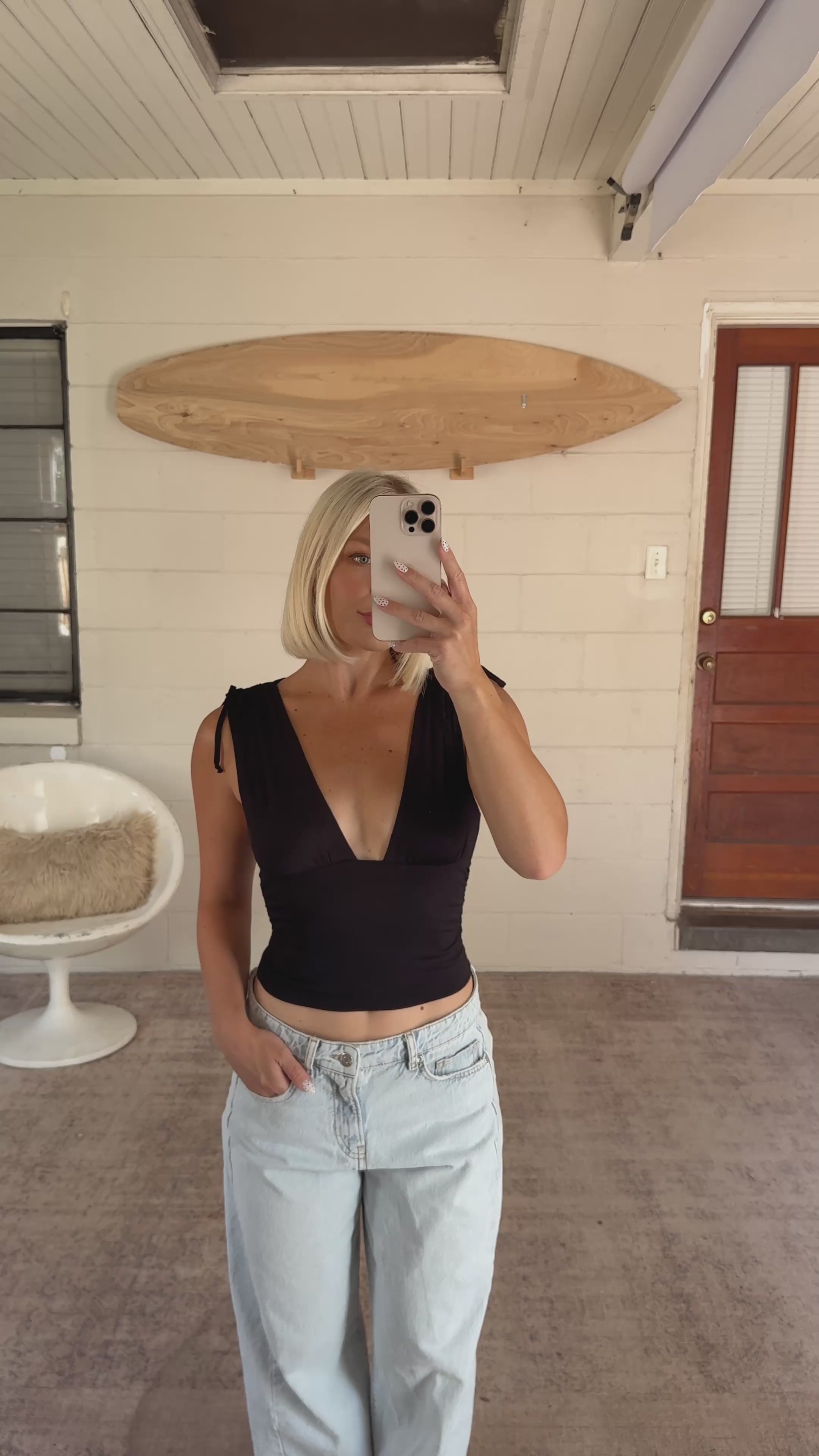 Ramona Ruched V-Neck Sleeveless Top